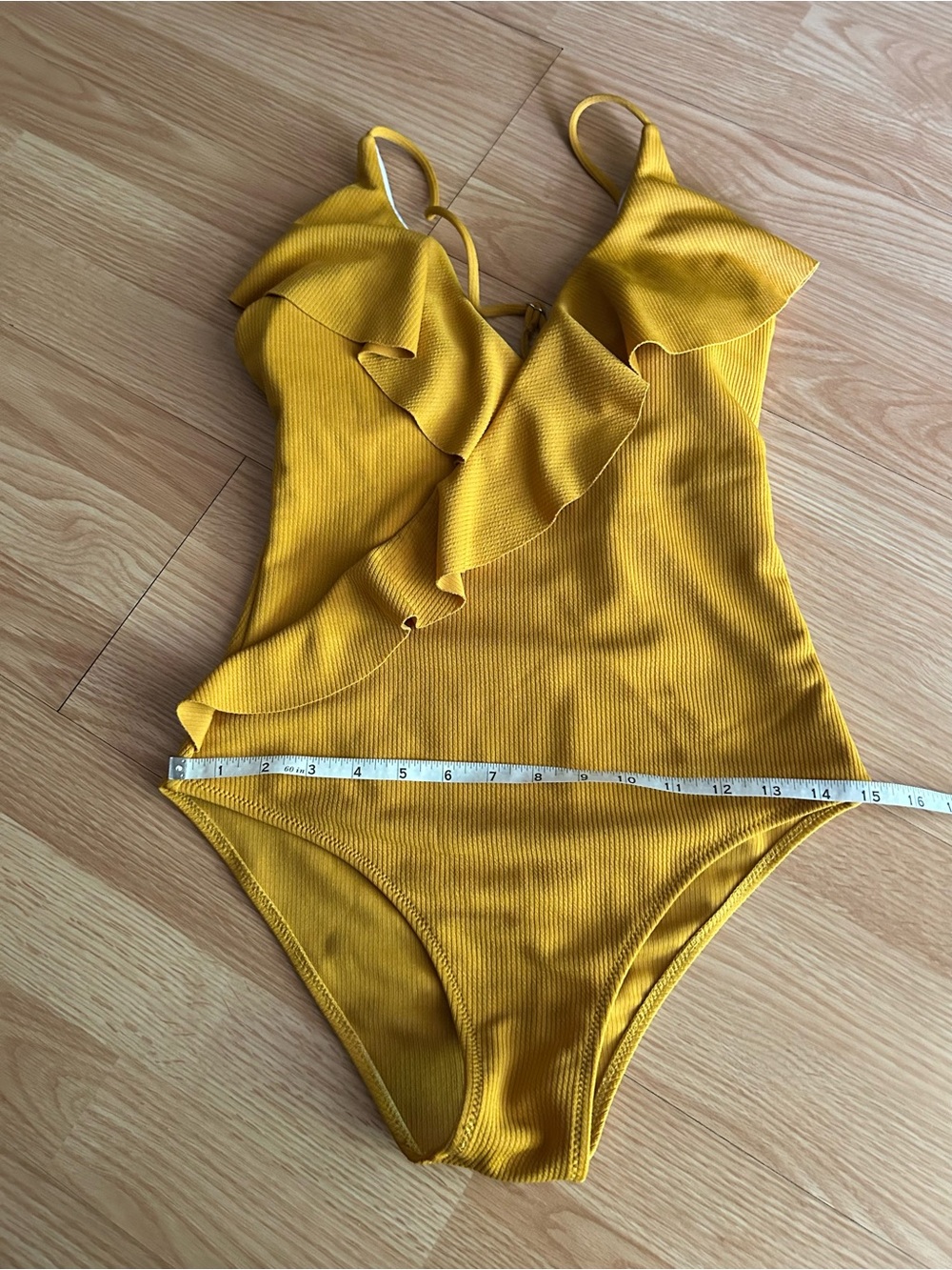 Cupshe Yellow Ruffle Ribbed One Piece Bikini Medium - Picture 6 of 9